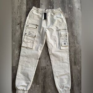 White Cargo Pants with Pocket Details
